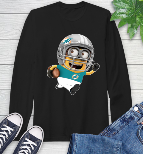 NFL Miami Dolphins Minions Disney Football Sports Long Sleeve T-Shirt 2