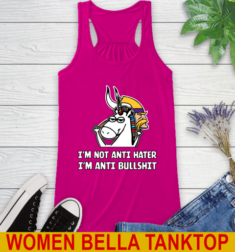 Minnesota Vikings NFL Football Unicorn I'm Not Anti Hater I'm Anti Bullshit Racerback Tank 8