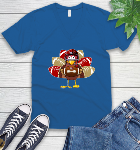 San Francisco 49ers Turkey Thanksgiving Day V-Neck T-Shirt 6