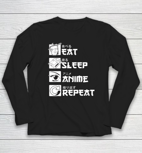 Eat Sleep Anime Repeat Shirt, Anime Manga Long Sleeve T-Shirt