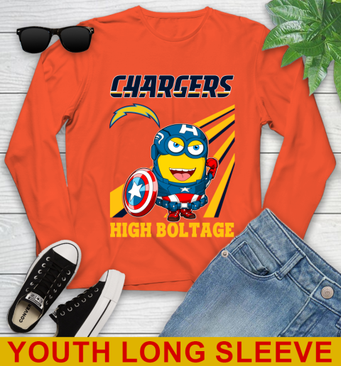 NFL Football Los Angeles Chargers Captain America Marvel Avengers Minion Shirt Youth Long Sleeve 3
