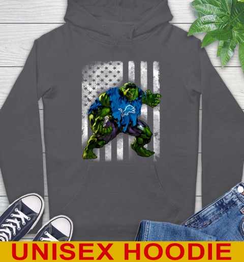 Detroit Lions Hulk Marvel Avengers NFL Football American Flag Hoodie 7
