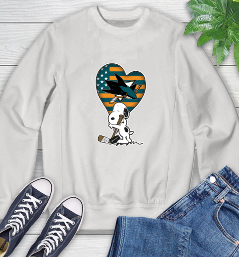 San Jose Sharks NHL Hockey The Peanuts Movie Adorable Snoopy Sweatshirt