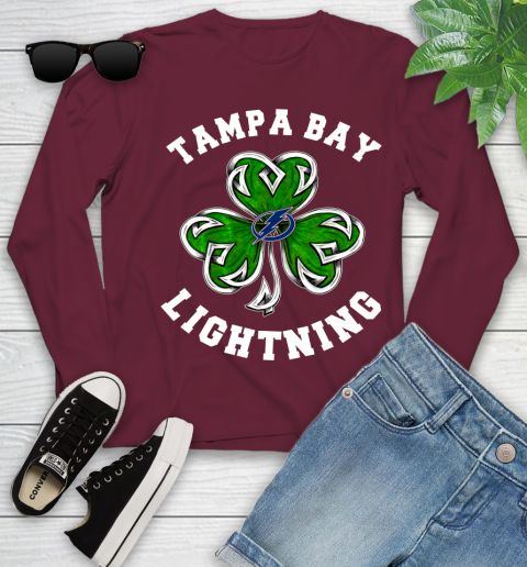 NHL Tampa Bay Lightning Three Leaf Clover St Patrick's Day Hockey Sports Youth Long Sleeve 6