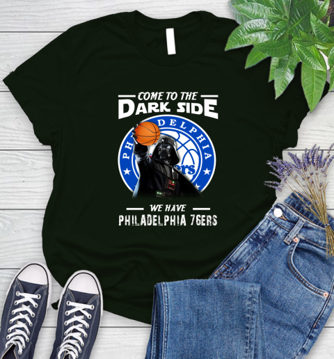 NBA Come To The Dark Side We Have Philadelphia 76ers Star Wars Darth Vader Basketball Women's T-Shirt 6