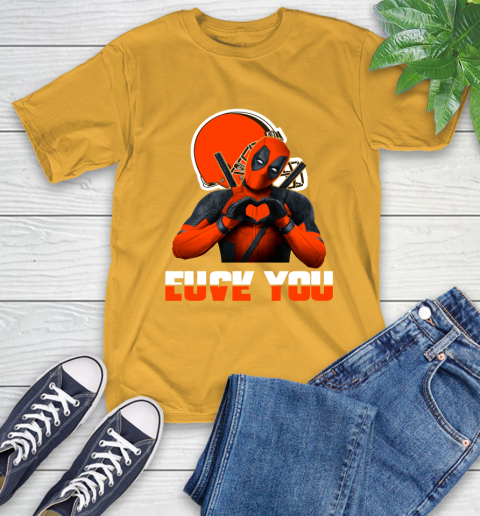 NHL Cleveland Browns Deadpool Love You Fuck You Football Sports T-Shirt 2