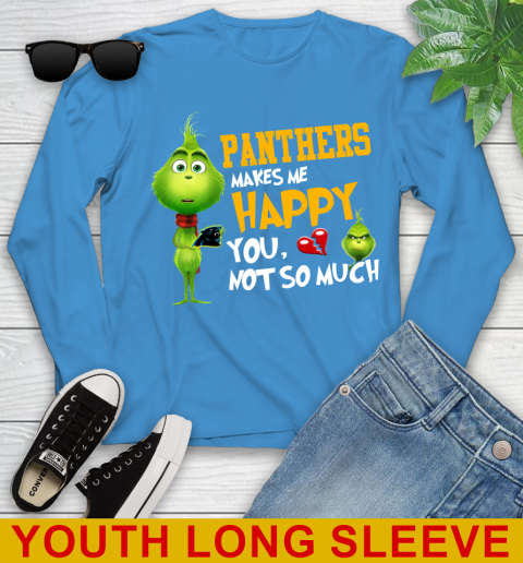 NFL Carolina Panthers Makes Me Happy You Not So Much Grinch Football Sports Youth Long Sleeve 8