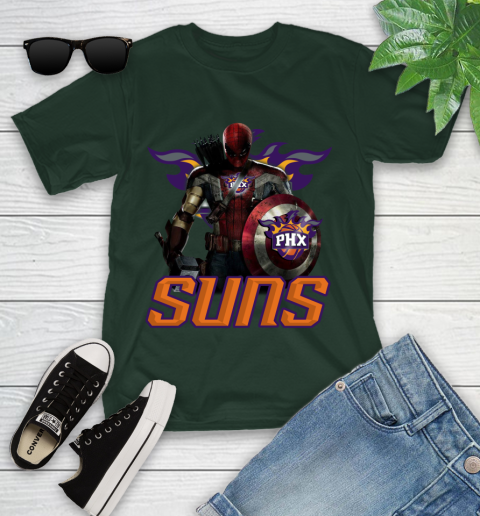 Phoenix Suns NBA Basketball Captain America Thor Spider Man Hawkeye Avengers Youth T-Shirt 5