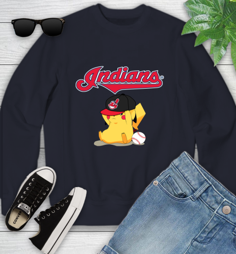 MLB Pikachu Baseball Sports Cleveland Indians Youth Sweatshirt 3