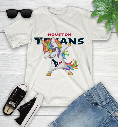 Houston Texans NFL Football Funny Unicorn Dabbing Sports Youth T-Shirt