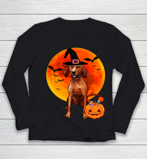Dog Halloween Redbone Coonhound Jack O Lantern Pumpkin Youth Long Sleeve