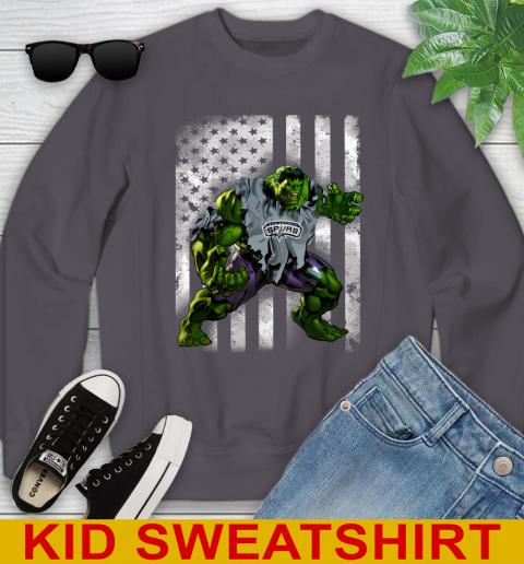 San Antonio Spurs Hulk Marvel Avengers NBA Basketball American Flag Youth Sweatshirt 5