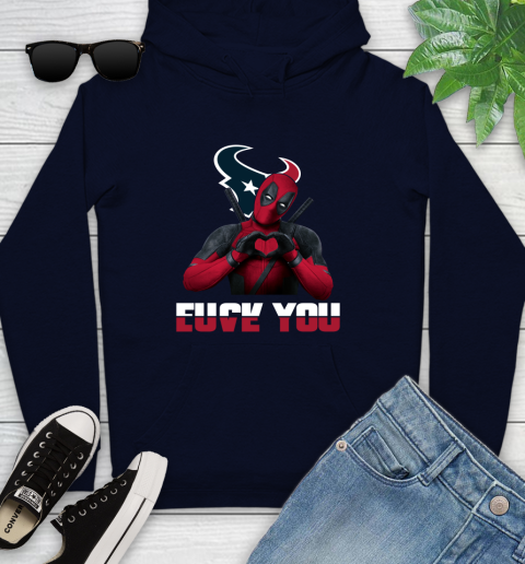 NHL Houston Texans Deadpool Love You Fuck You Football Sports Youth Hoodie 3