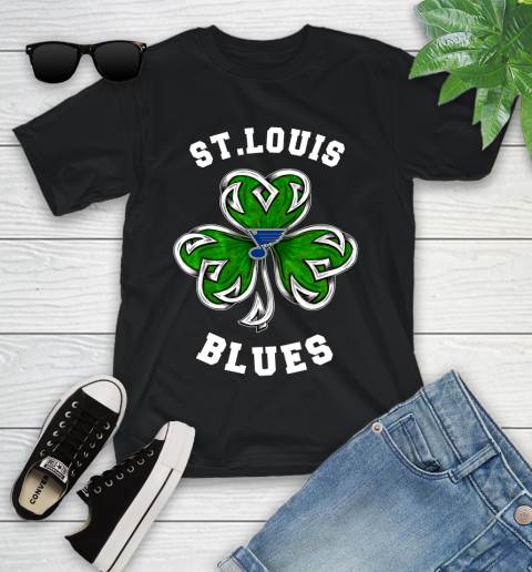 NHL St.Louis Blues Three Leaf Clover St Patrick's Day Hockey Sports Youth T-Shirt