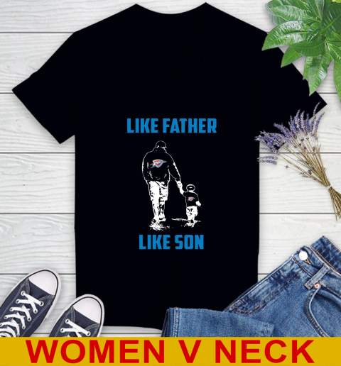 Oklahoma City Thunder NBA Basketball Like Father Like Son Sports Women's V-Neck T-Shirt
