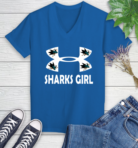NHL San Jose Sharks Girl Under Armour Hockey Sports Women's V-Neck T-Shirt 10