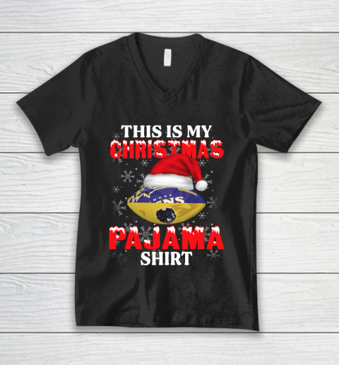 Baltimore Ravens This Is My Christmas Pajama Shirt NFL V-Neck T-Shirt