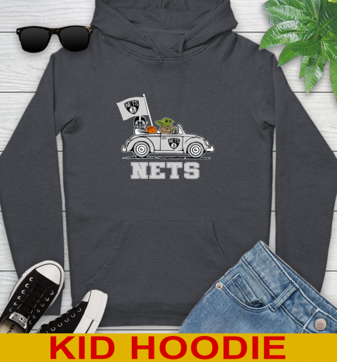 NBA Basketball Brooklyn Nets Darth Vader Baby Yoda Driving Star Wars Shirt Youth Hoodie 9