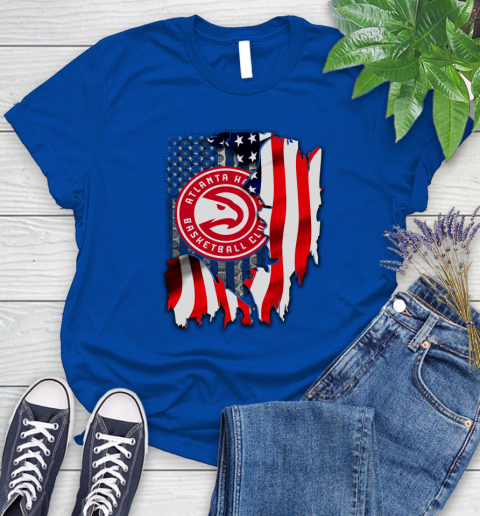 Atlanta Hawks NBA Basketball American Flag Women's T-Shirt 12