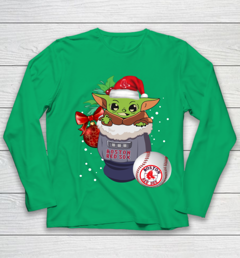 Boston Red Sox Christmas Baby Yoda Star Wars Funny Happy MLB Youth Long Sleeve 6