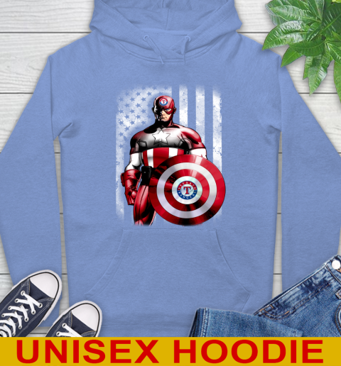 Texas Rangers MLB Baseball Captain America Marvel Avengers American Flag Shirt Hoodie 11