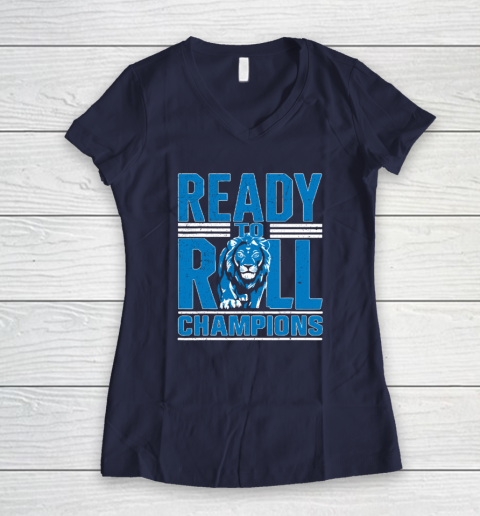 Detroit Ready To Roll Funny Lion Graphic Women's V-Neck T-Shirt 7
