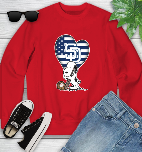 San Diego Padres MLB Baseball The Peanuts Movie Adorable Snoopy Youth Sweatshirt 9