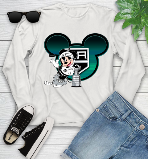 NHL Los Angeles Kings Stanley Cup Mickey Mouse Disney Hockey T Shirt Youth Long Sleeve 12