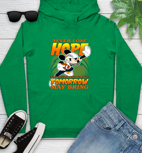 Los Angeles Chargers NFL Football Mickey Disney Never Lose Hope Youth Hoodie 9