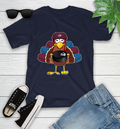 Colorado Avalanche Turkey Thanksgiving Day Youth T-Shirt 3