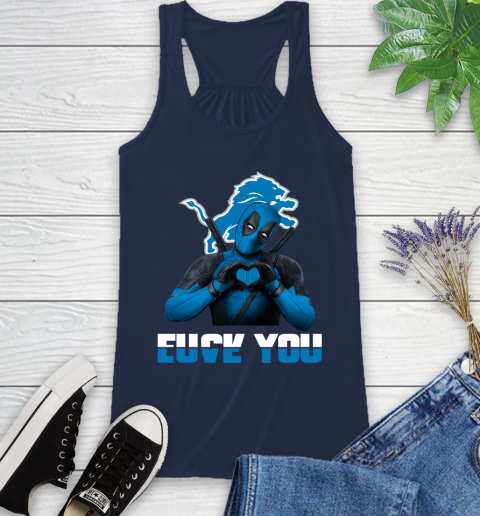 NHL Detroit Lions Deadpool Love You Fuck You Football Sports Racerback Tank 9