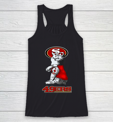 NFL Football My Cat Loves San Francisco 49ers Racerback Tank