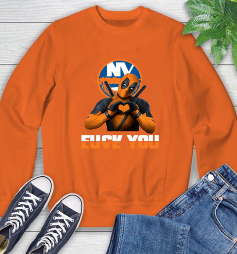 NHL New York Islanders Deadpool Love You Fuck You Hockey Sports Sweatshirt 3
