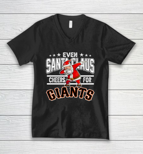 San Francisco Giants Even Santa Claus Cheers For Christmas MLB V-Neck T-Shirt
