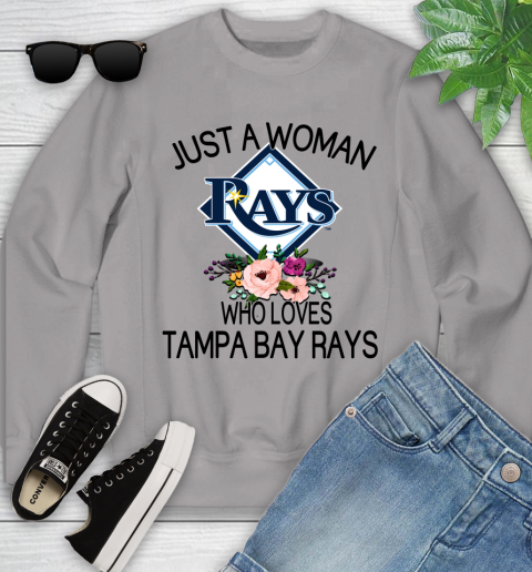 MLB Just A Woman Who Loves Tampa Bay Rays Baseball Sports Youth Sweatshirt 2