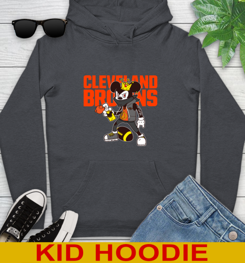 Cleveland Browns NFL Football Mickey Peace Sign Sports Youth Hoodie 9