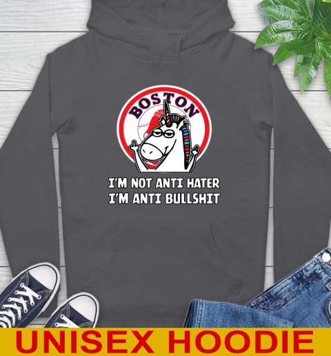 Boston Red Sox MLB Baseball Unicorn I'm Not Anti Hater I'm Anti Bullshit Hoodie 7
