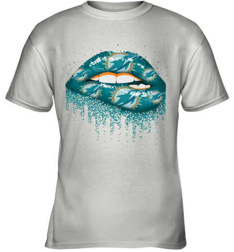 Biting Glossy Lips Sexy Miami Dolphins NFL Football Youth T-Shirt 