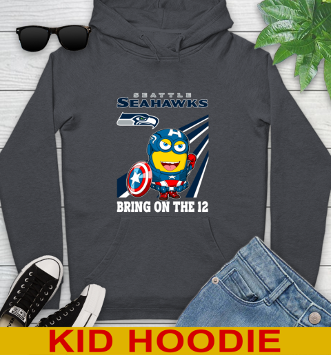 NFL Football Seattle Seahawks Captain America Marvel Avengers Minion Shirt Youth Hoodie 9