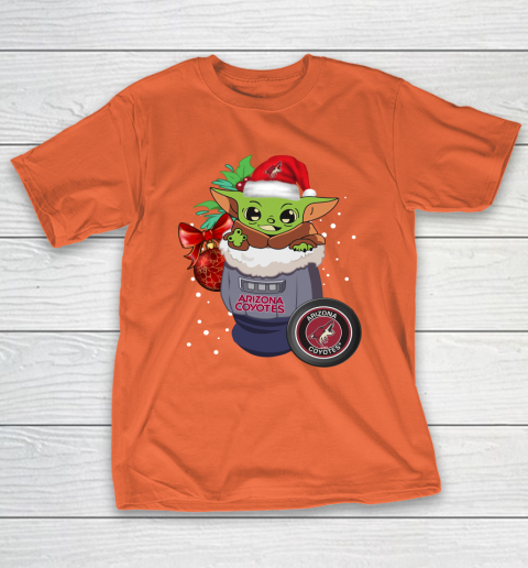 Arizona Coyotes Christmas Baby Yoda Star Wars Funny Happy NHL T-Shirt 6