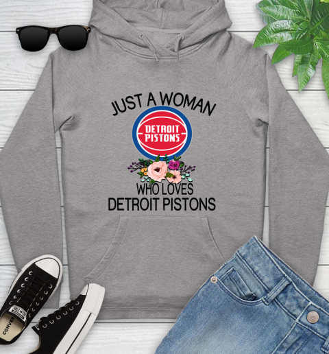 NBA Just A Woman Who Loves Detroit Pistons Basketball Sports Youth Hoodie 4