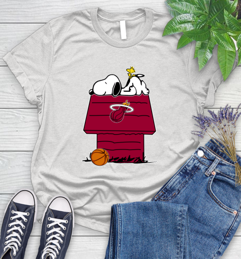 Miami Heat NBA Basketball Snoopy Woodstock The Peanuts Movie Women's T-Shirt