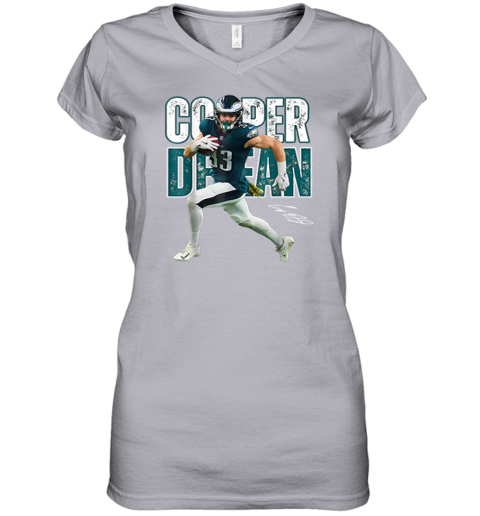 Cooper Dejean Philadelphia Eagles Women's V-Neck T-Shirt l483 cooper dejean philadelphia eagles women v neck t shirt 39 front sport grey