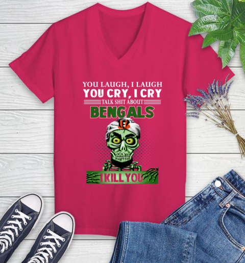 NFL Talk Shit About Cincinnati Bengals I Kill You Achmed The Dead Terrorist Jeffrey Dunham Football Women's V-Neck T-Shirt 9