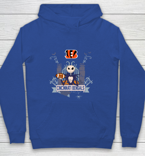 NFL Cincinnati Bengals Football Jack Skellington Halloween Youth Hoodie 6