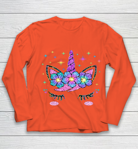Unicorn Costume Rainbow Face Girls Youth Long Sleeve 2