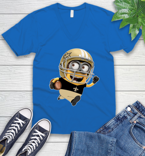 NFL New Orleans Saints Minions Disney Football Sports V-Neck T-Shirt 6