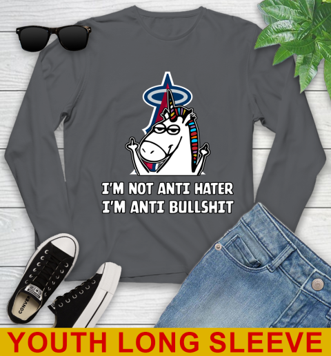 Los Angeles Angels MLB Baseball Unicorn I'm Not Anti Hater I'm Anti Bullshit (1) Youth Long Sleeve 9
