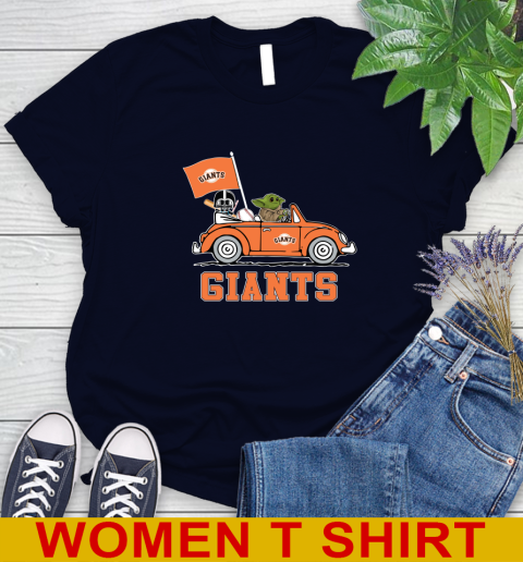 MLB Baseball San Francisco Giants Darth Vader Baby Yoda Driving Star Wars Shirt Women's T-Shirt 3