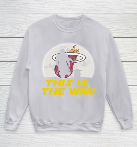 Miami Heat NBA Basketball Star Wars Yoda And Mandalorian This Is The Way Youth Sweatshirt 3